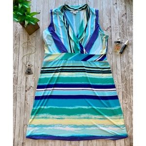 Liz Claiborne sleeveless striped v neck dress